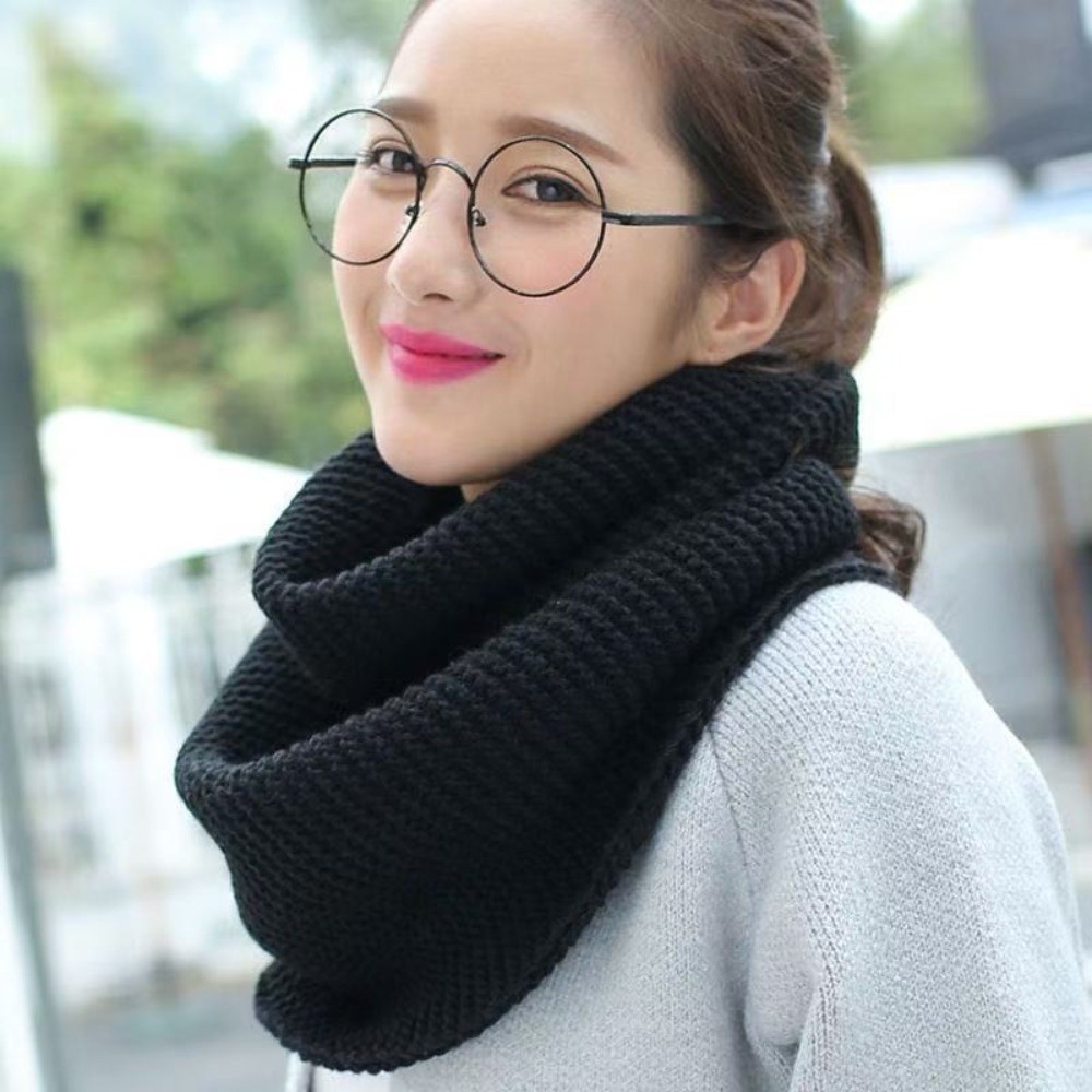Infinity Scarf Knit - Écharpe chaude de couleur unie en