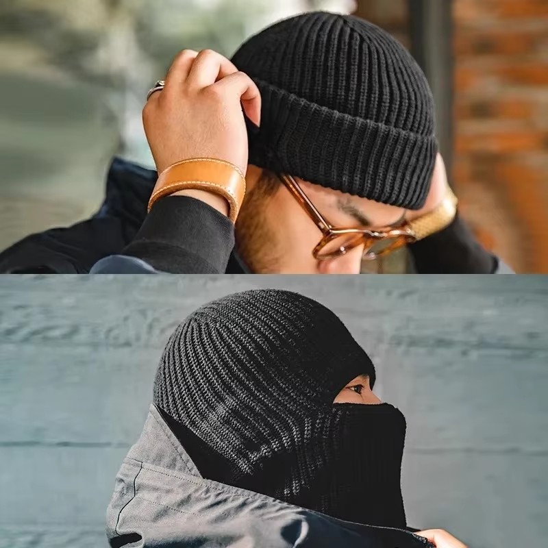 Muffler Men Wool - Hommes hiver Skullies bonnets chapeaux pour