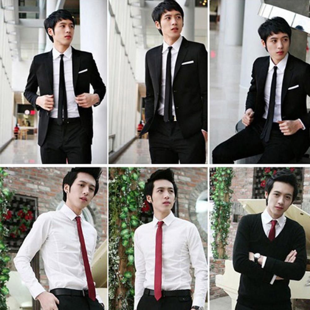 Skinny Tie Men - Cravate de mariage en soie unie