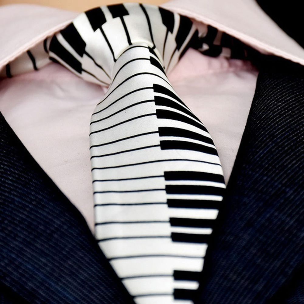 Skinny Tie Men - Cravate décontractée pour homme, motif piano