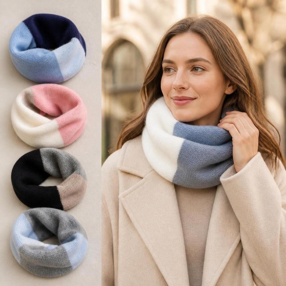 Infinity Scarf Knit - Écharpe infinie douce à couleurs contrastées,