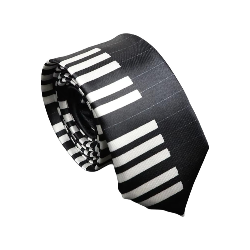 Skinny Tie Men - Cravate de piano simple et fine,