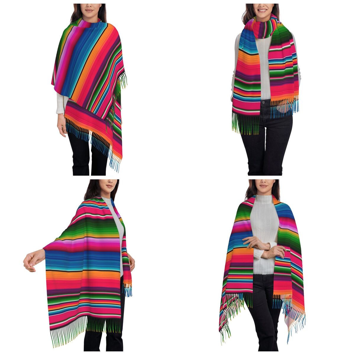 Couverture mexicaine rayée Fie - Woven Scarf Blanket avis et prix