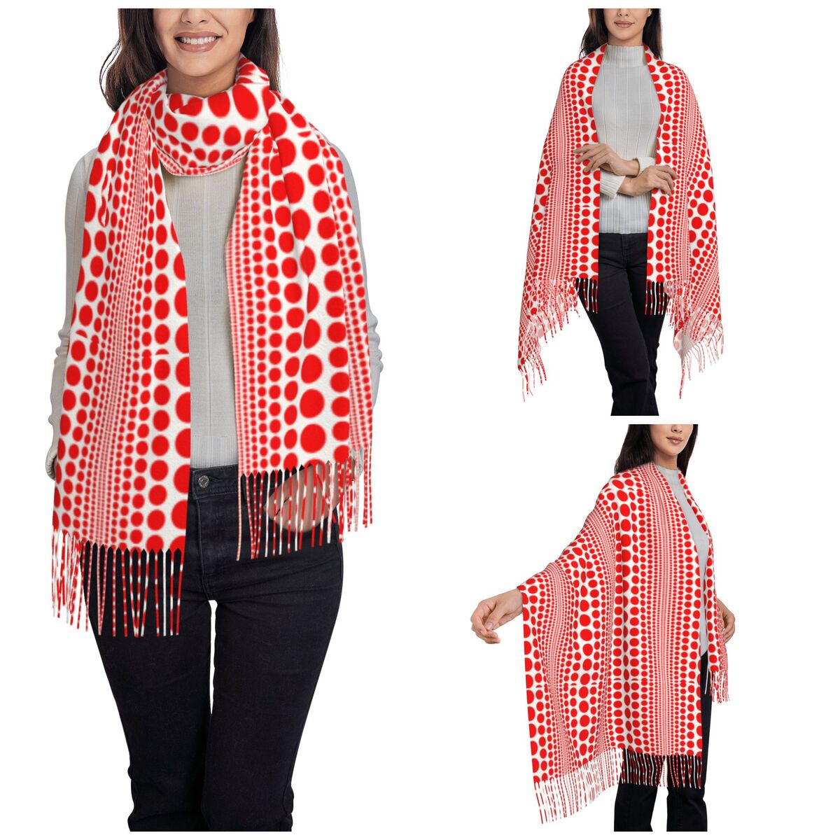 Écharpe à pois rouges Infinity - Infinity Scarf Knit avis et prix